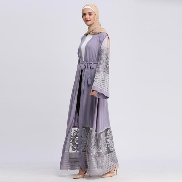 Abaya lilas et beige
