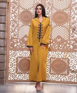 djellaba 2020 femme jaune moutarde pas cher
