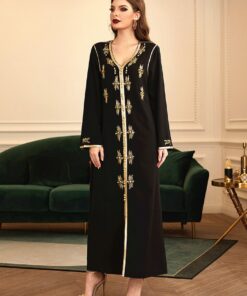 djellaba femme noir et or