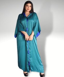 djellaba bleu nuit en satin