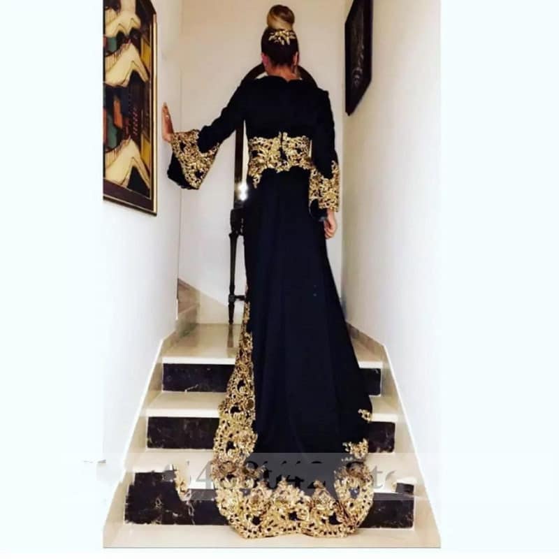 caftan marocain noir et doré – Image 2