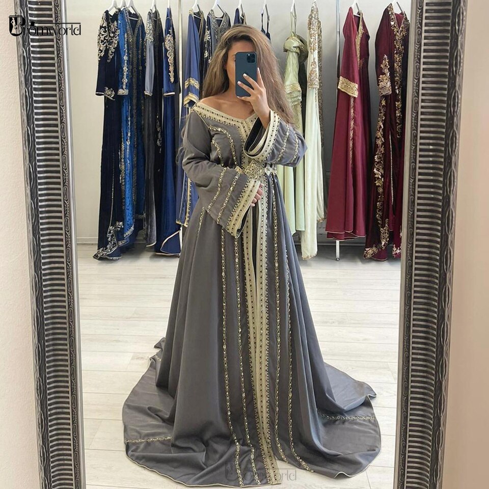 caftan bleu roi et argenté