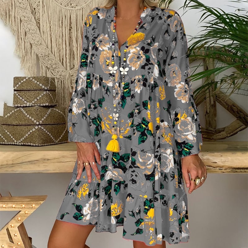 robe mango jaune fleurie – Image 2